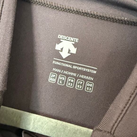 Descente Men's Quarter Zip Baselayer Brown White Large Long Sleeve Stretch - Picture 4 of 8